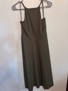 Ann Taylor Olive Green Midi Dress with Slim Straps